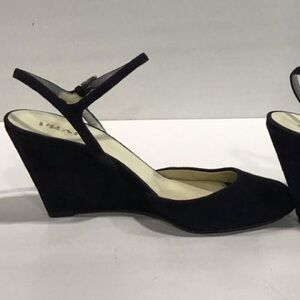 Women’s Prada Black Suede Wedge Sandal Size 37.5